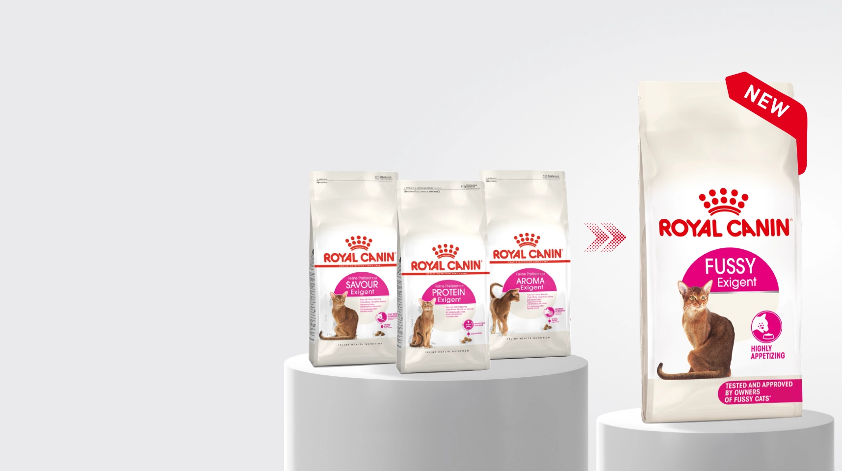 Поэтапный переход от 3 формул к одному рациону. Royal Canin Fussy - специальный корм для привередливых кошек